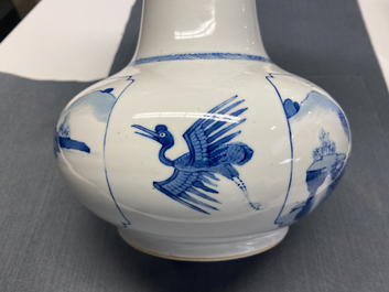 A Chinese blue and white bottle vase, Kangxi